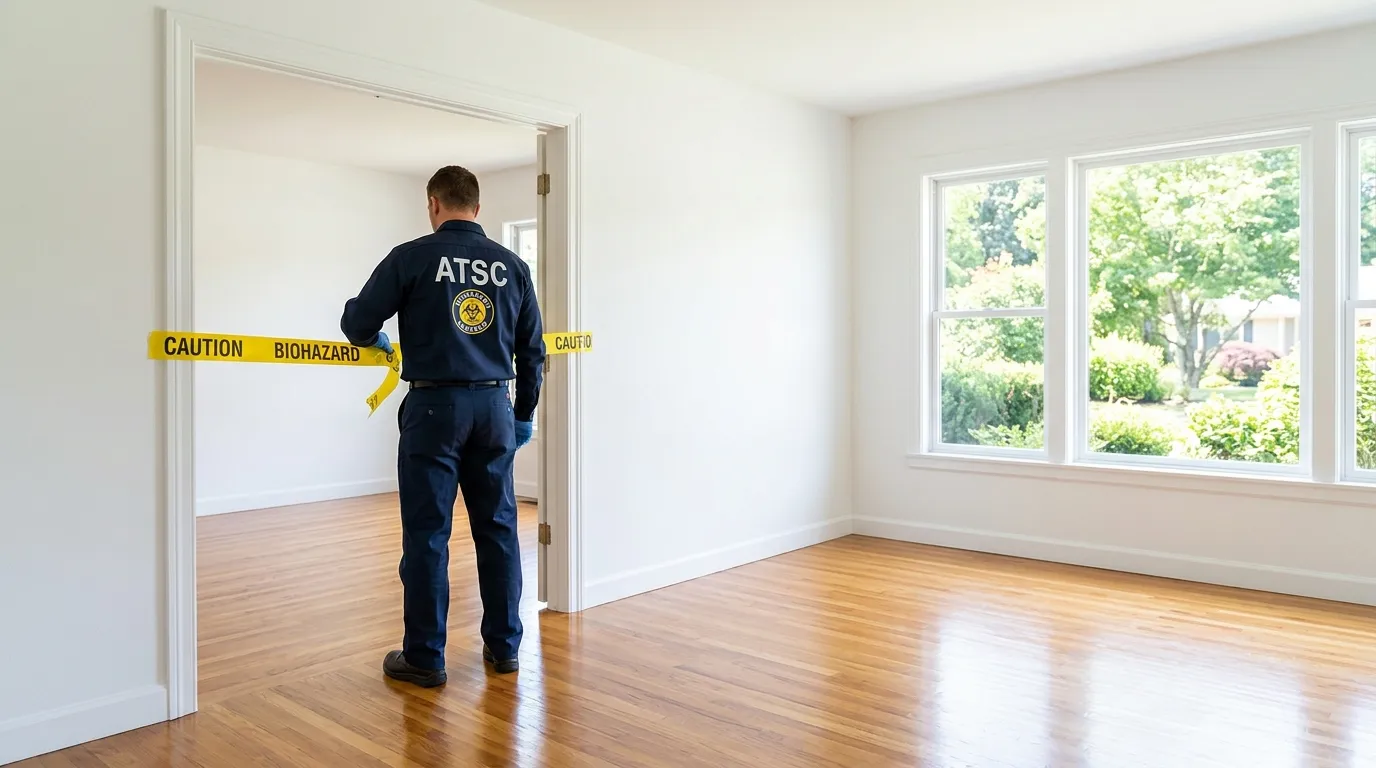 Certified biohazard cleanup crew performing Trauma Scene Cleanup in New Gloucester